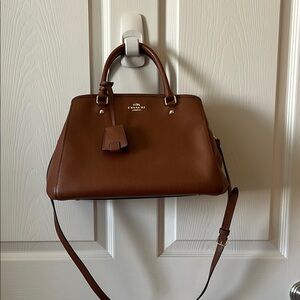 Coach Brown Leather Satchel with Pebbled Texture